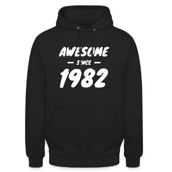 1982 Geburtsjahr Awesome Since 1982 Geschenkidee - Unisex Hoodie - Schwarz - Vorne - Alina (178cm) & Michal (187cm)