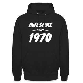 1970 Geburtsjahr Awesome Since 1970 Geschenkidee - Unisex Hoodie - Schwarz - Vorne - Alina (178cm) & Michal (187cm)