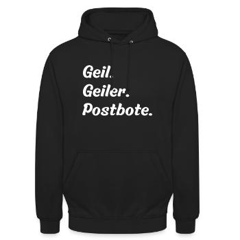 Geil. Geiler. Postbote - Unisex Hoodie - Schwarz - Vorne - Alina (178cm) & Michal (187cm)