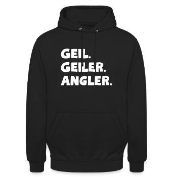 Geil. Geiler. Angler - Unisex Hoodie - Schwarz - Vorne - Alina (178cm) & Michal (187cm)
