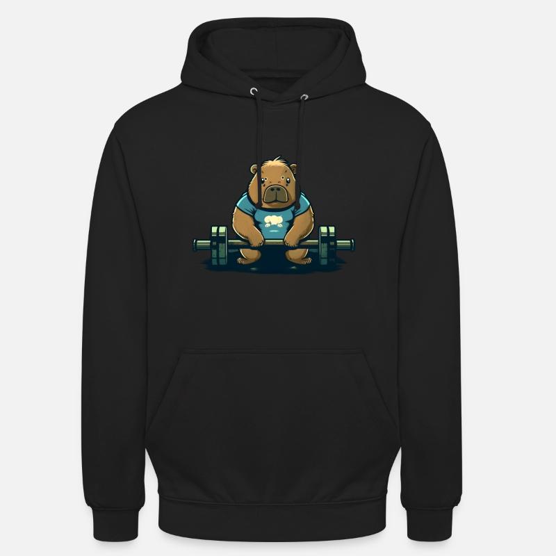 Capybara Bodybuilder - Unisex Hoodie - Schwarz