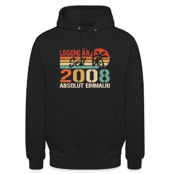 Original 2008 Jahrgang Vintage Geburtstag 2008 - Unisex Hoodie - Schwarz - Vorne - Alina (178cm) & Michal (187cm)