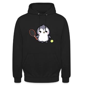 Cute Tennis Penguin gift idea for kids - Unisex Hoodie - Schwarz - Vorne - Alina (178cm) & Michal (187cm)