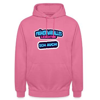 Tout était plus facile, moi aussi - C’est drôle - Sweat-shirt à capuche unisexe - rose - Devant - Alina (178cm) & Michal (187cm)