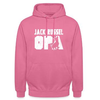 Jack Russel Opa - Unisex Hoodie - Pink - Vorne - Alina (178cm) & Michal (187cm)