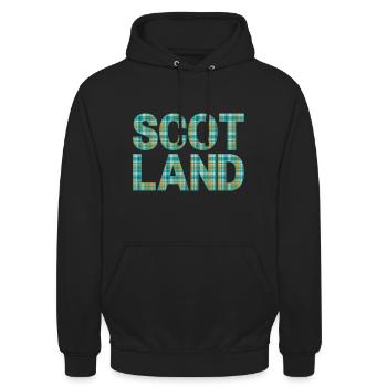 Schottland Tartan Schriftzug Dudelsack Highlands - Unisex Hoodie - Schwarz - Vorne - Alina (178cm) & Michal (187cm)