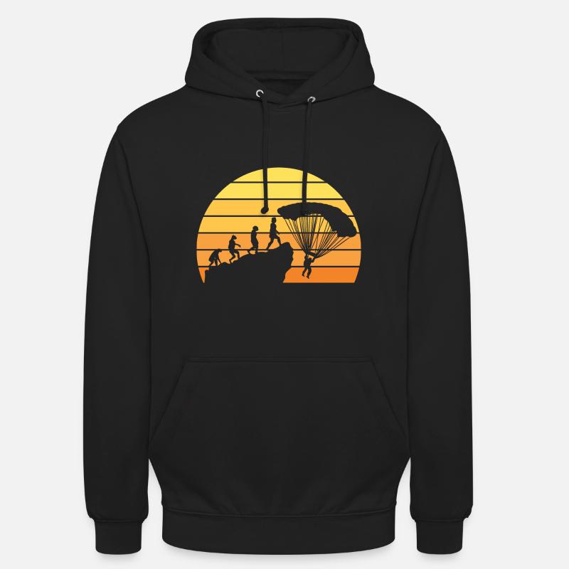 Fallschrimspringen Evolution Urmensch Fallschirm - Unisex Hoodie - Schwarz