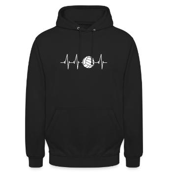Volleyball Herzschlag Volleyballer Volleyballerin - Unisex Hoodie - Schwarz - Vorne - Alina (178cm) & Michal (187cm)