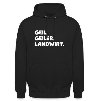 Geil. Geiler. Landwirt - Unisex Hoodie - Schwarz - Vorne - Alina (178cm) & Michal (187cm)