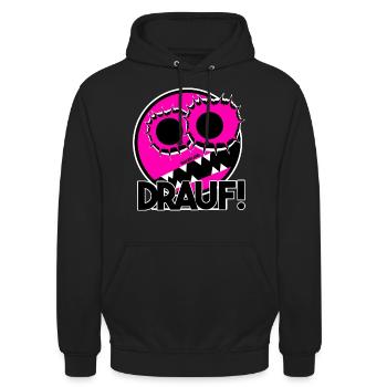 Ballerland DRAUF! TELLER PUPILLEN - Unisex Hoodie - Schwarz - Vorne - Alina (178cm) & Michal (187cm)