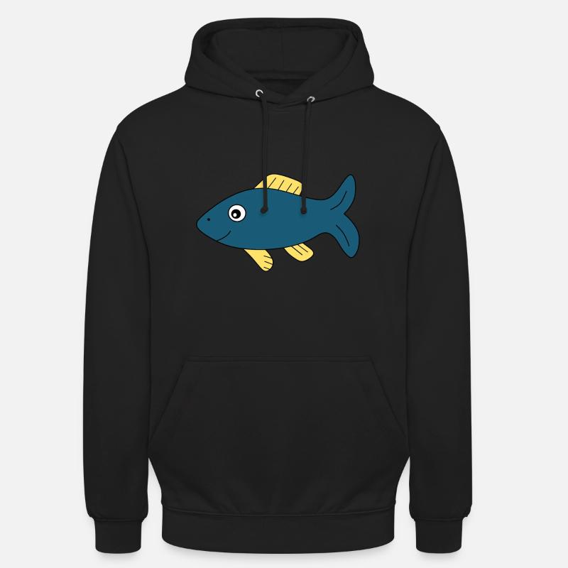 poisson bleu poisson comique - Sweat-shirt à capuche unisexe - noir