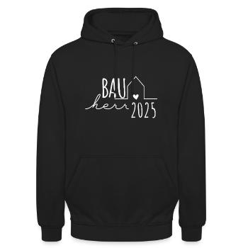 Bauherren Partnerlook Hausbau – Bauherr 2025 - Unisex Hoodie - Schwarz - Vorne - Alina (178cm) & Michal (187cm)