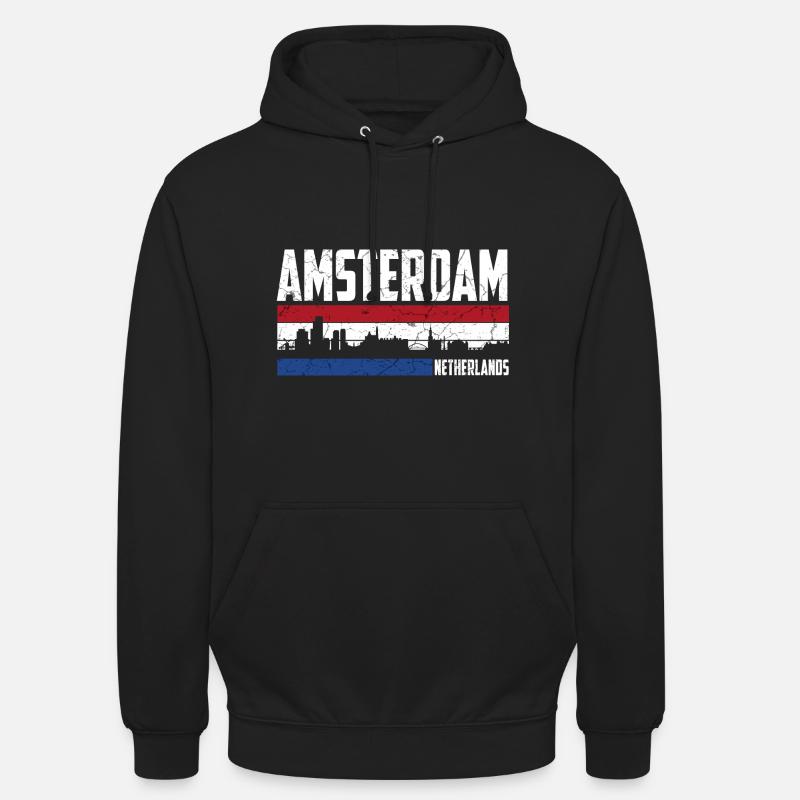 Amsterdam Pays-Bas - Sweat-shirt à capuche unisexe - noir