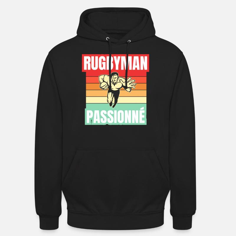rugbyman passionné - Sweat-shirt à capuche unisexe - noir