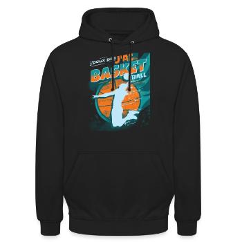 Basket Humour - J'peux Pas J'ai Basketball - Sweat-shirt à capuche unisexe - noir - Devant - Alina (178cm) & Michal (187cm)