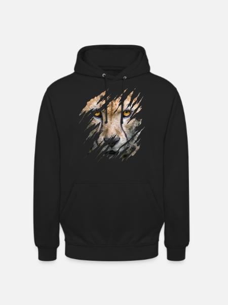 Gepard, klösmärken, klor, vild, stor katt, djur - Luvtröja unisex - svart