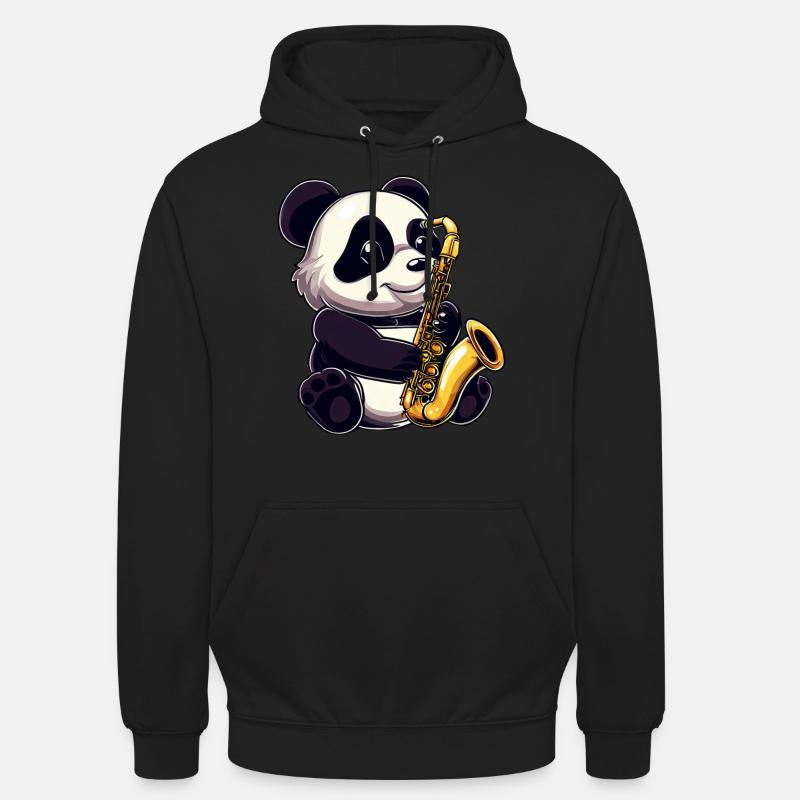 Panda mignon avec un saxophone - Sweat-shirt à capuche unisexe - noir
