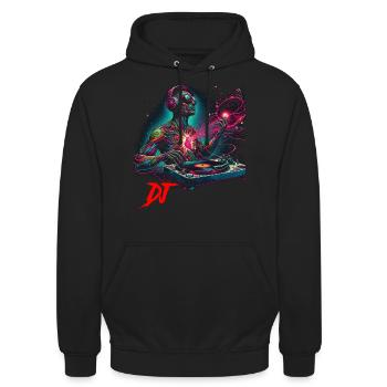 Dj - Unisex Hoodie - Schwarz - Vorne - Alina (178cm) & Michal (187cm)
