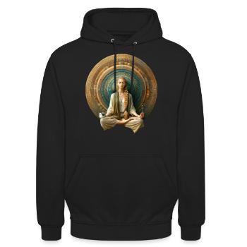 Zen-Harmonie-Mandala - Unisex Hoodie - Schwarz - Vorne - Alina (178cm) & Michal (187cm)