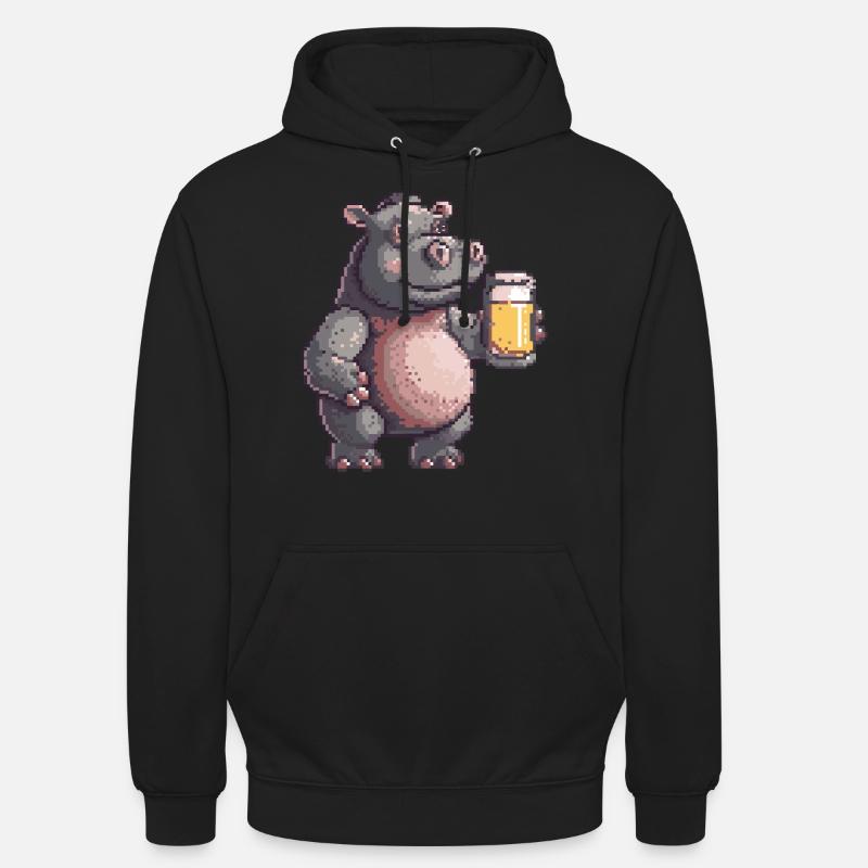 Bière Hippopotamus Pixel - Sweat-shirt à capuche unisexe - noir