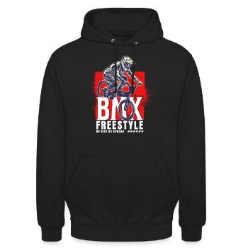 BMX vélo motard cascade freestyle vintage - Sweat-shirt à capuche unisexe - noir - Devant - Alina (178cm) & Michal (187cm)