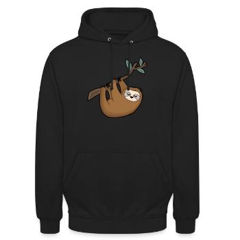 Faultier Ast hängen Tiere schlafen Tier Geschenk - Unisex Hoodie - Schwarz - Vorne - Alina (178cm) & Michal (187cm)
