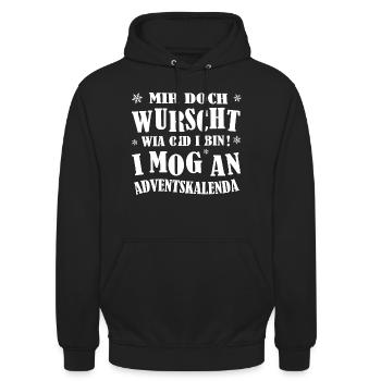 Adventskalender Weihnachten Bayerische Dialekt - Unisex Hoodie - Schwarz - Vorne - Alina (178cm) & Michal (187cm)