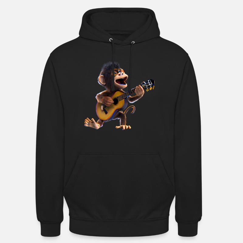 Guitariste Monkey - Sweat-shirt à capuche unisexe - noir