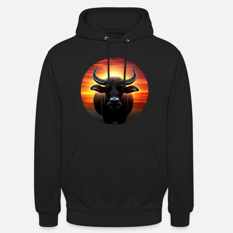 Buffle d’eau au coucher du soleil - Sweat-shirt à capuche unisexe - noir
