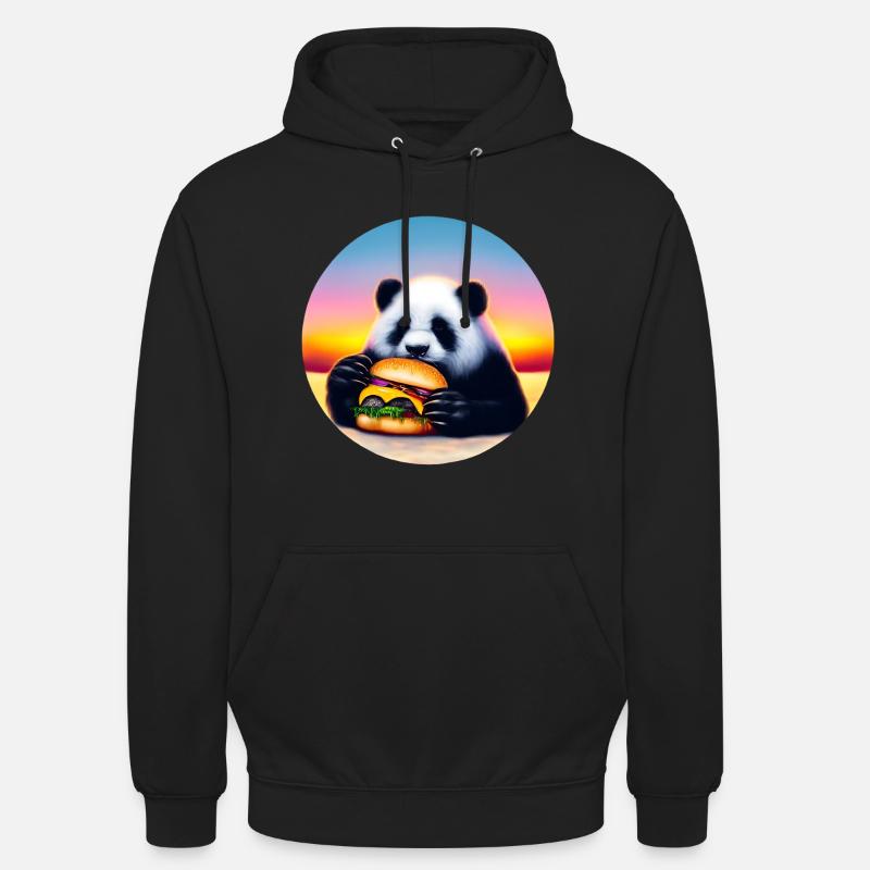 Panda au Cheeseburger Sunset - Sweat-shirt à capuche unisexe - noir