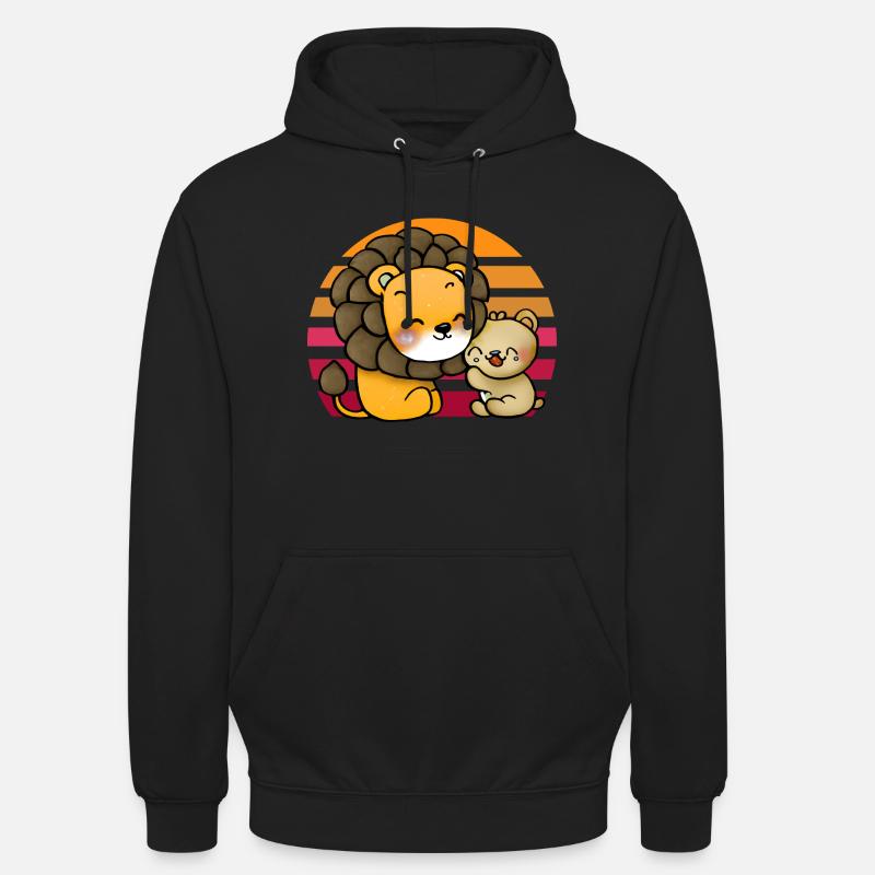 Löwe kuschelt Bär - Unisex Hoodie - Schwarz