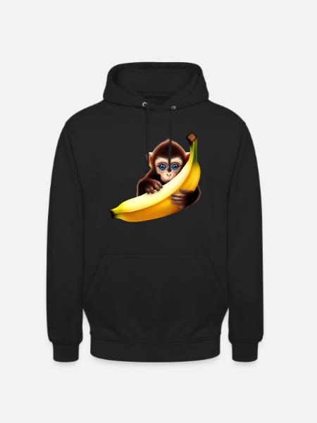 Banane à cache-cache de singe - Sweat-shirt à capuche unisexe - noir