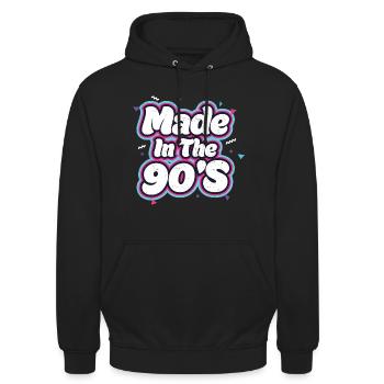 années quatre-vingt-dix - Sweat-shirt à capuche unisexe - noir - Devant - Alina (178cm) & Michal (187cm)
