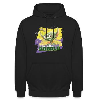 KoboldKroniken Rumpel Trau Keinem Kobold - Unisex Hoodie - Schwarz - Vorne - Alina (178cm) & Michal (187cm)