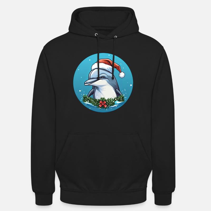 Noël dauphin - Sweat-shirt à capuche unisexe - noir