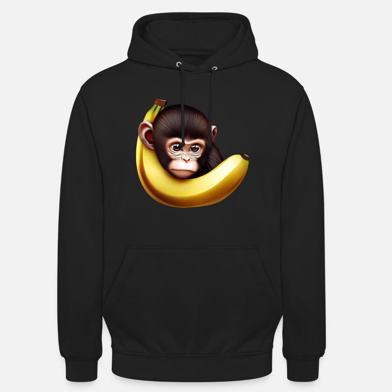 Banane à cache-cache de singe - Sweat-shirt à capuche unisexe - noir