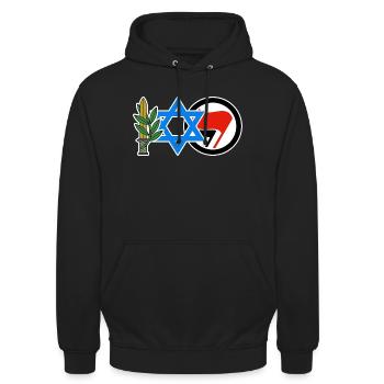 Shirt: Symbols - Unisex Hoodie - Schwarz - Vorne - Alina (178cm) & Michal (187cm)