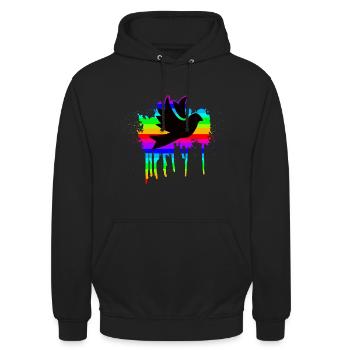 Liberté - Sweat-shirt à capuche unisexe - noir - Devant - Alina (178cm) & Michal (187cm)