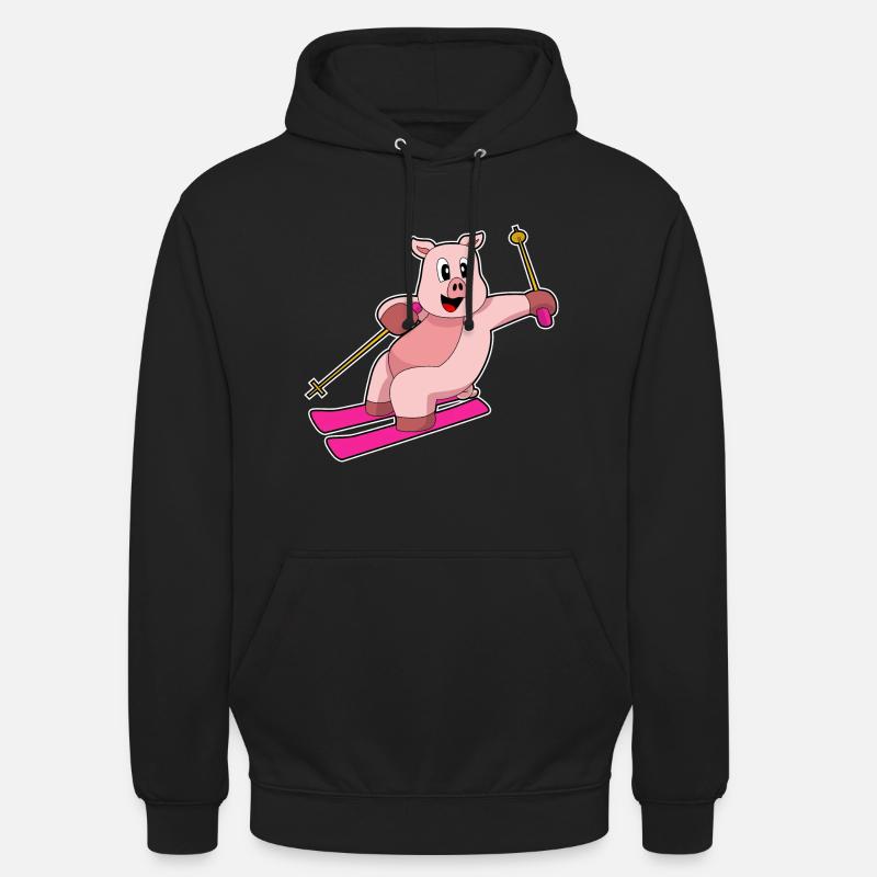 Pig Skier Ski - Sweat-shirt à capuche unisexe - noir