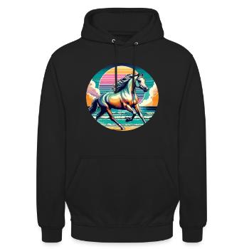 Arabische Pferdekunst - Unisex Hoodie - Schwarz - Vorne - Alina (178cm) & Michal (187cm)