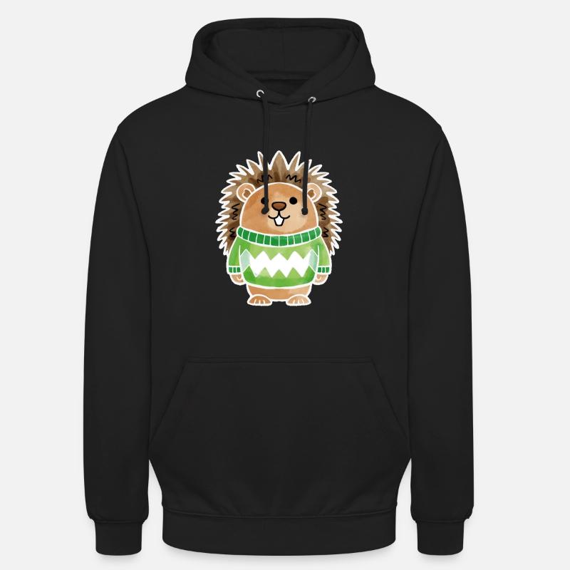 Pull Hérisson Blanc - Sweat-shirt à capuche unisexe - noir