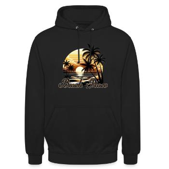 Sommer Sonne Strand Meer Palmen Urlaub - Unisex Hoodie - Schwarz - Vorne - Alina (178cm) & Michal (187cm)