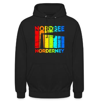 Norderney Nordsee Ostfriesische Insel Geschenk - Unisex Hoodie - Schwarz - Vorne - Alina (178cm) & Michal (187cm)