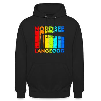 Langeoog Nordsee Ostfriesische Insel Geschenk - Unisex Hoodie - Schwarz - Vorne - Alina (178cm) & Michal (187cm)