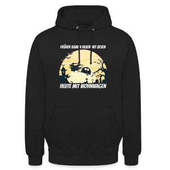 Wohnwagen Wohnmobil Camping Campingplatz - Unisex Hoodie - Schwarz - Vorne - Alina (178cm) & Michal (187cm)