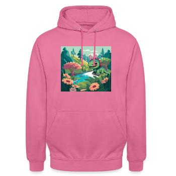 Dinosaur World - Unisex Hoodie - pink - Front - Alina (178cm) & Michal (187cm)