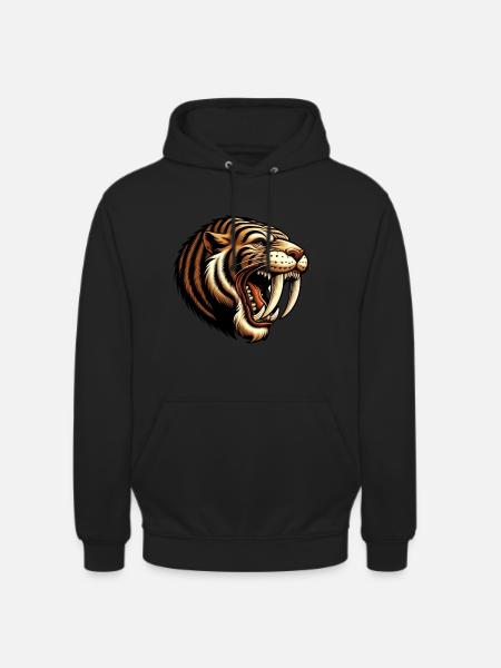 Tigre dai denti a sciabola, Smilodon, Era glaciale, Predatore, Grande Gatto - Felpa con cappuccio unisex - nero