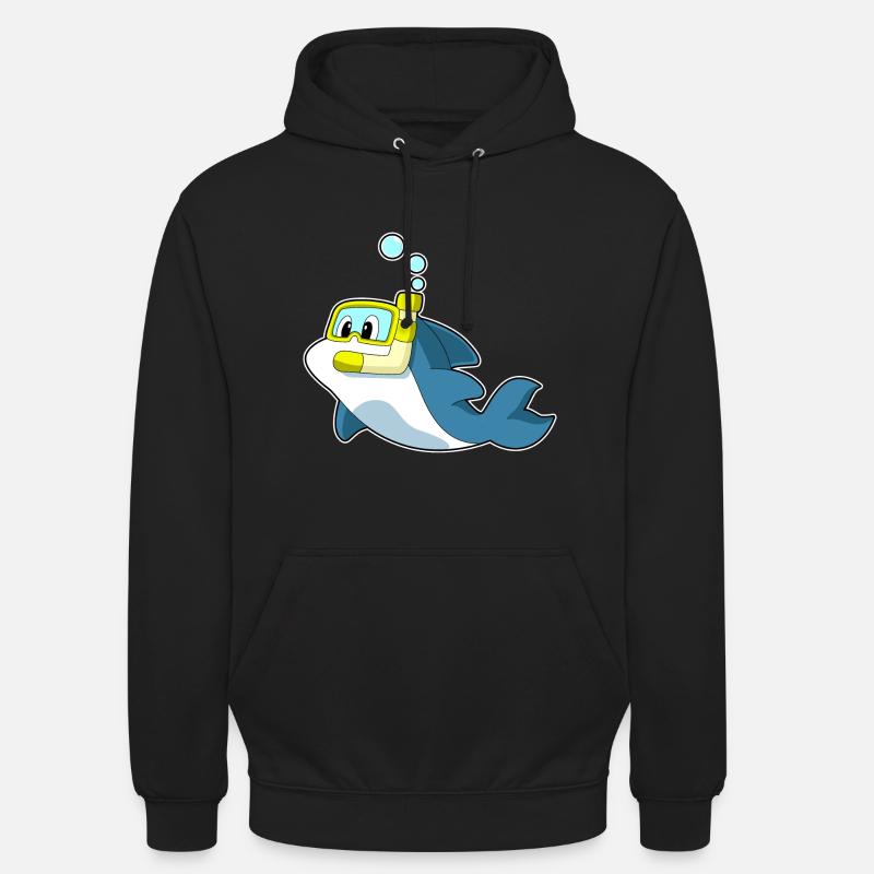 Dolphin Swimming Snorkel - Unisex Hoodie - black
