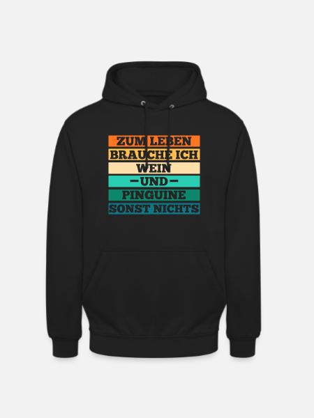 Wein Pinguin - Unisex Hoodie - Schwarz