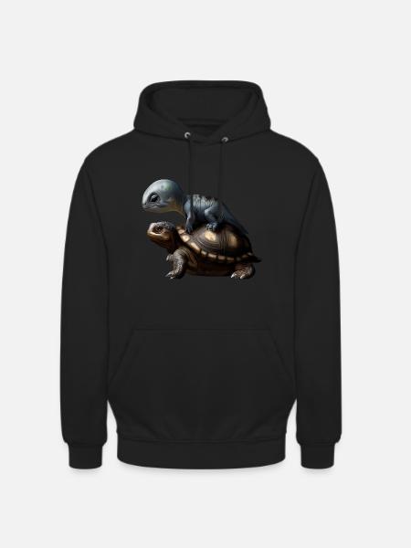 Dinosaur on turtle - Unisex Hoodie - black